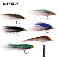 Wifreo 6pcs Wounded Ice Dub Minnow Fly Fishing Flies Realistic Baitfish Lures For Salmon Trout Sea Bass Steelhead