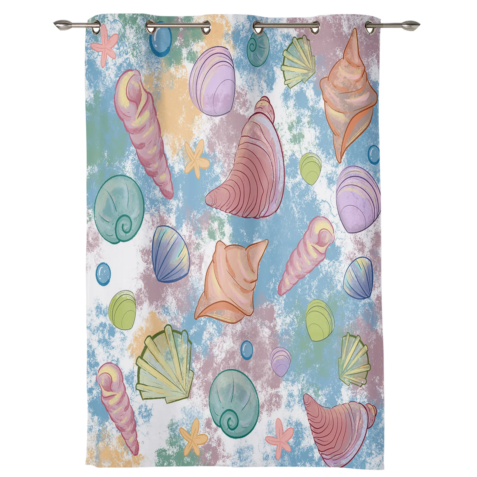 Mottled Conch Shell Starfish Colorful Window Curtain Modern European Style Curtains for Bedroom Living Room Backdrop Curtain