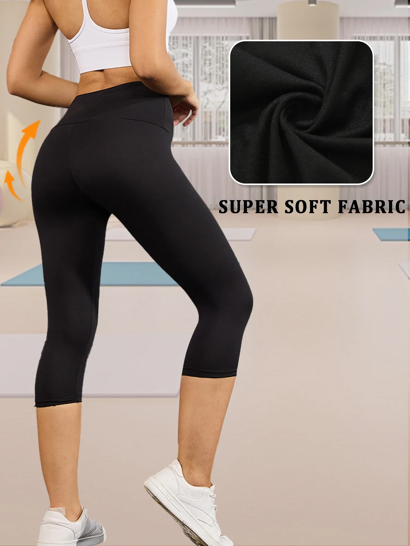 3er-Pack Damen-Caprihose mit hoher Taille, superweich, Bauchkontrolle, nicht durchsichtig, Workout, Yoga, Laufen, sportlich, Push-Up-Gymnastik-Leggings