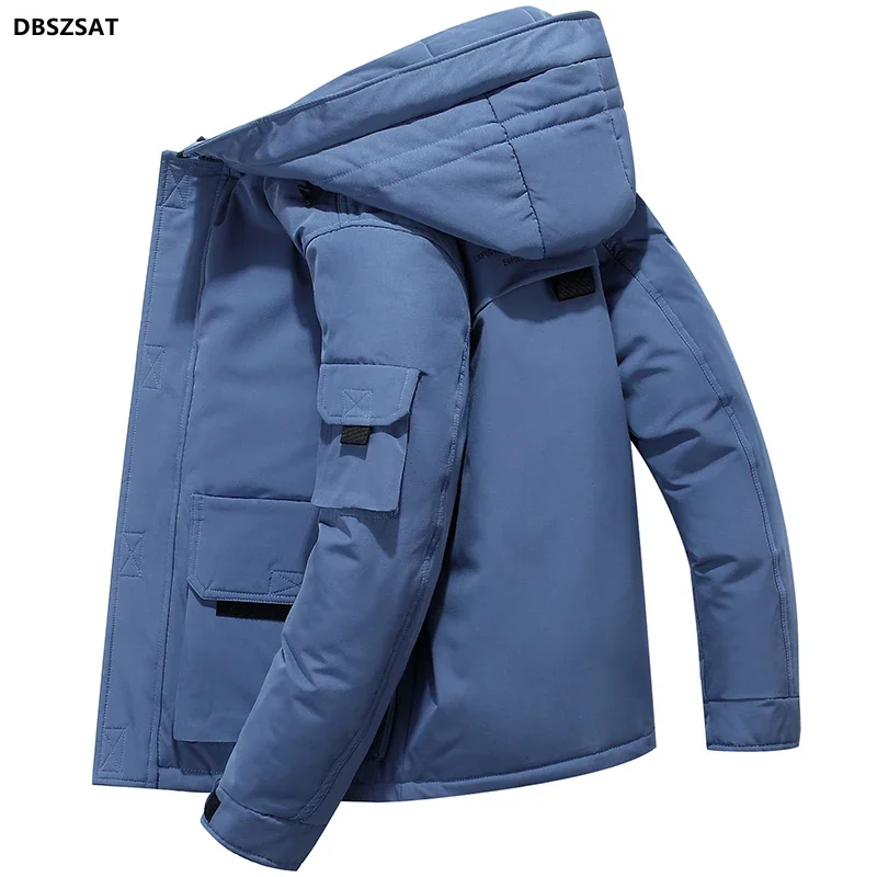 XKK White eiderdown jacket men's long winter 2021 new youth hooded winter jacket thickened casual coat trend