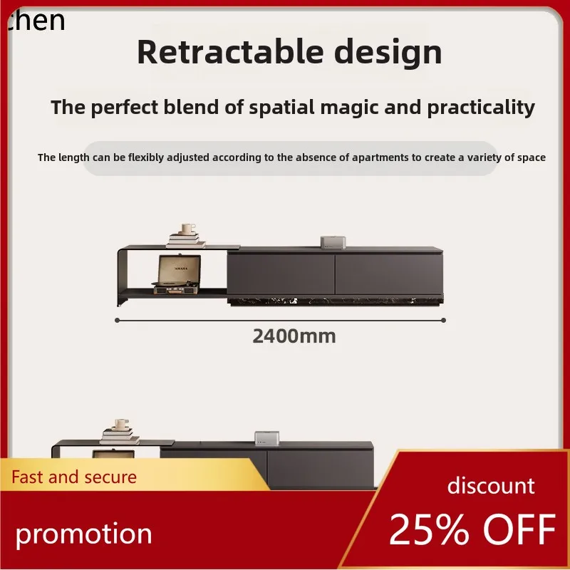 

HT minimalist telescopic TV cabinet rock slab TV cabinet floor glass floor cabinet