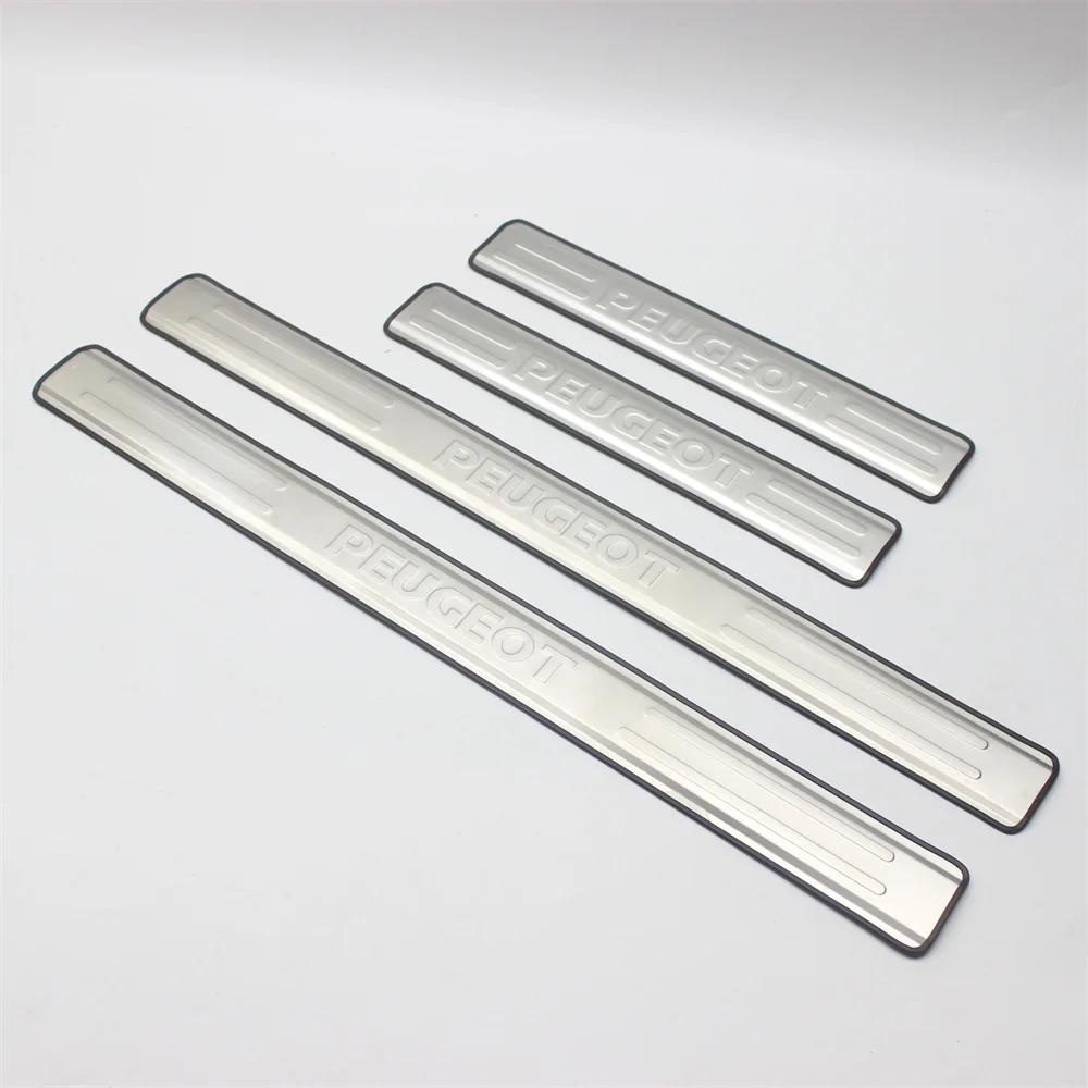 Stainless Steel Led Door Sill Scuff Plate Guard Sills Protector Trim For Peugeot 207 307 308 T7