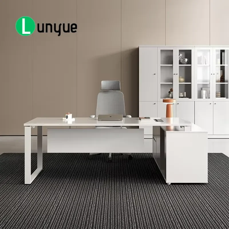 Customizable Eco-Friendly Modern Durable L-Shaped Executive Desk Wooden Construction for Commercial Office