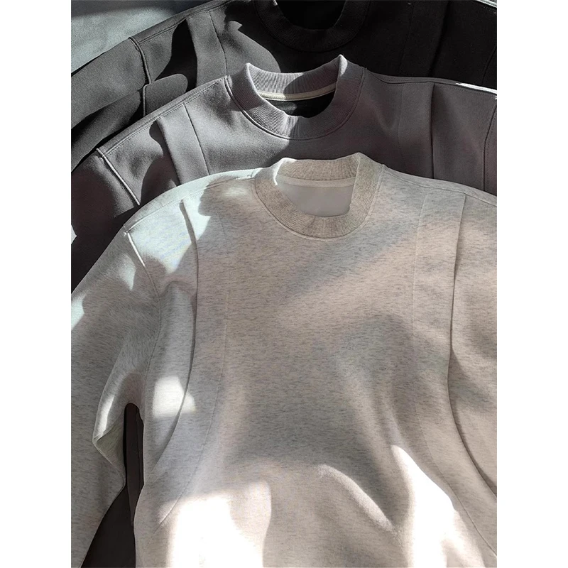 

Мужской свитшот с цветочным принтом и деконструированным круглым вырезом, новинка 2024 года, утепленный, премиум-класса, пуловер-куртка