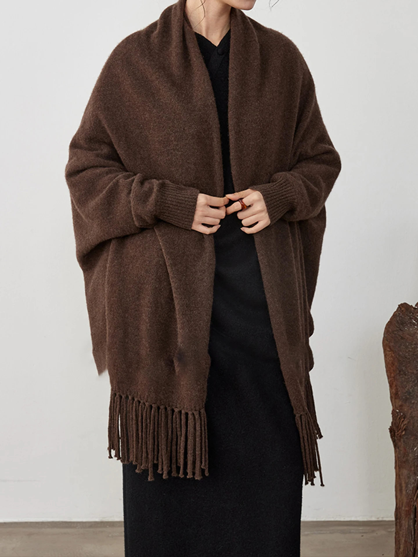 Light Luxury Autumn Winter Woman Shawl New Fashion 100% Merino Wool Knitted Cardigan Soft Long Sleeve Clothing Tops Lady Sweater