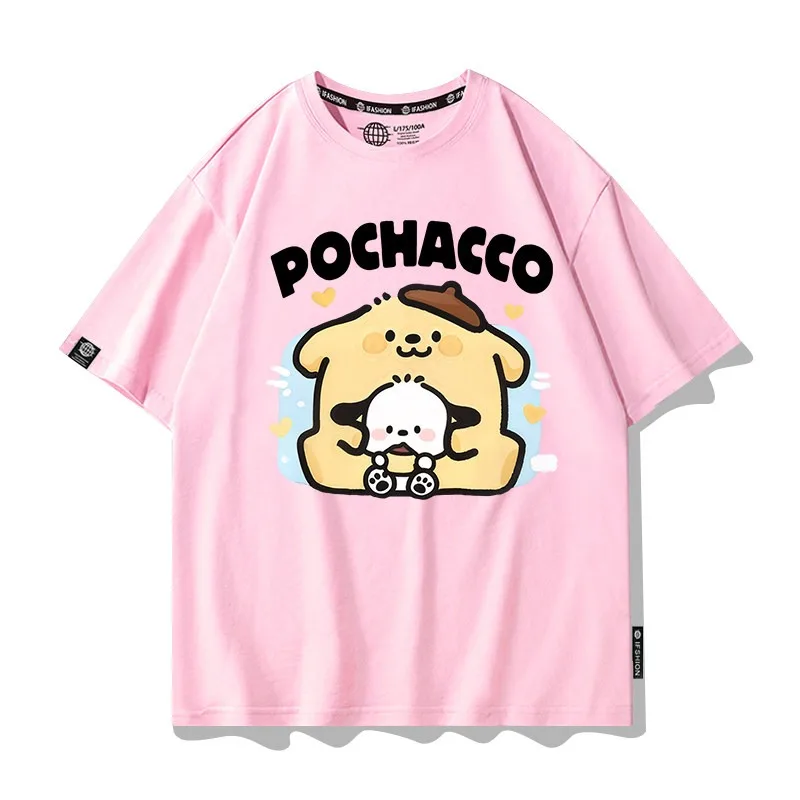 

Детская футболка из чистого хлопка с принтом собаки Пача, разноцветная, свободного кроя, с круглым вырезом, для родителей и детей, летняя новинка