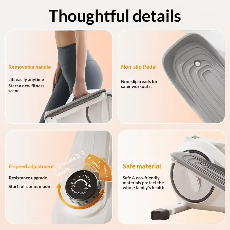 Silent Mini Elliptical Machine for Home Use Spacewalk Fitness Stepper In Situ Mountaineering Shaping Steel Compact Exercise