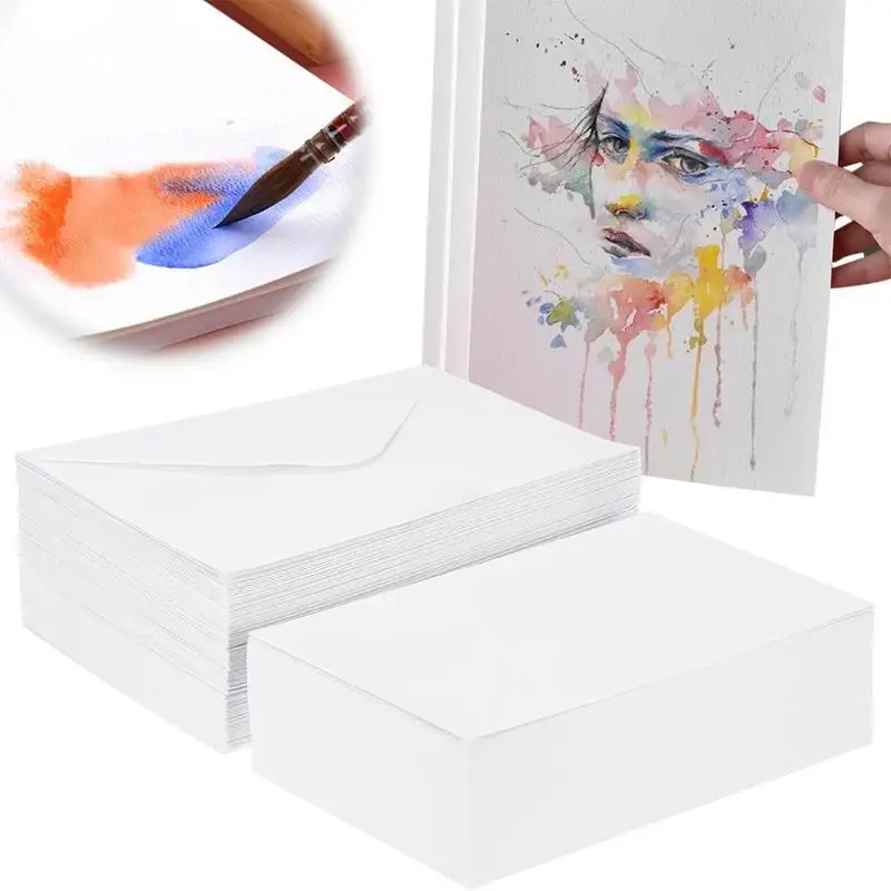 Watercolor Cards And Envelopes To Paint 50X Blank Watercolor Paper Cards For Paint 5x7 Inch Heavyweight 140 Lb/300 Gsm