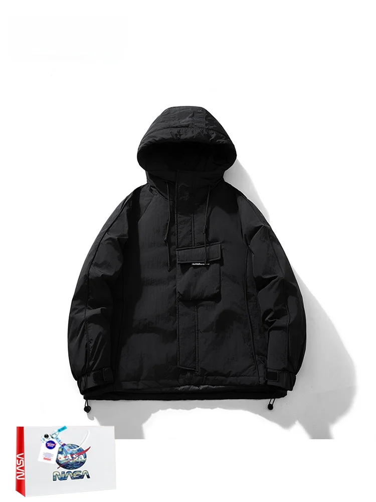 

Men's Winter Thiened White Du down Hooded Jaet ort Coat New Faion Brand Workwear Warm Top Quali Durable Lightweight