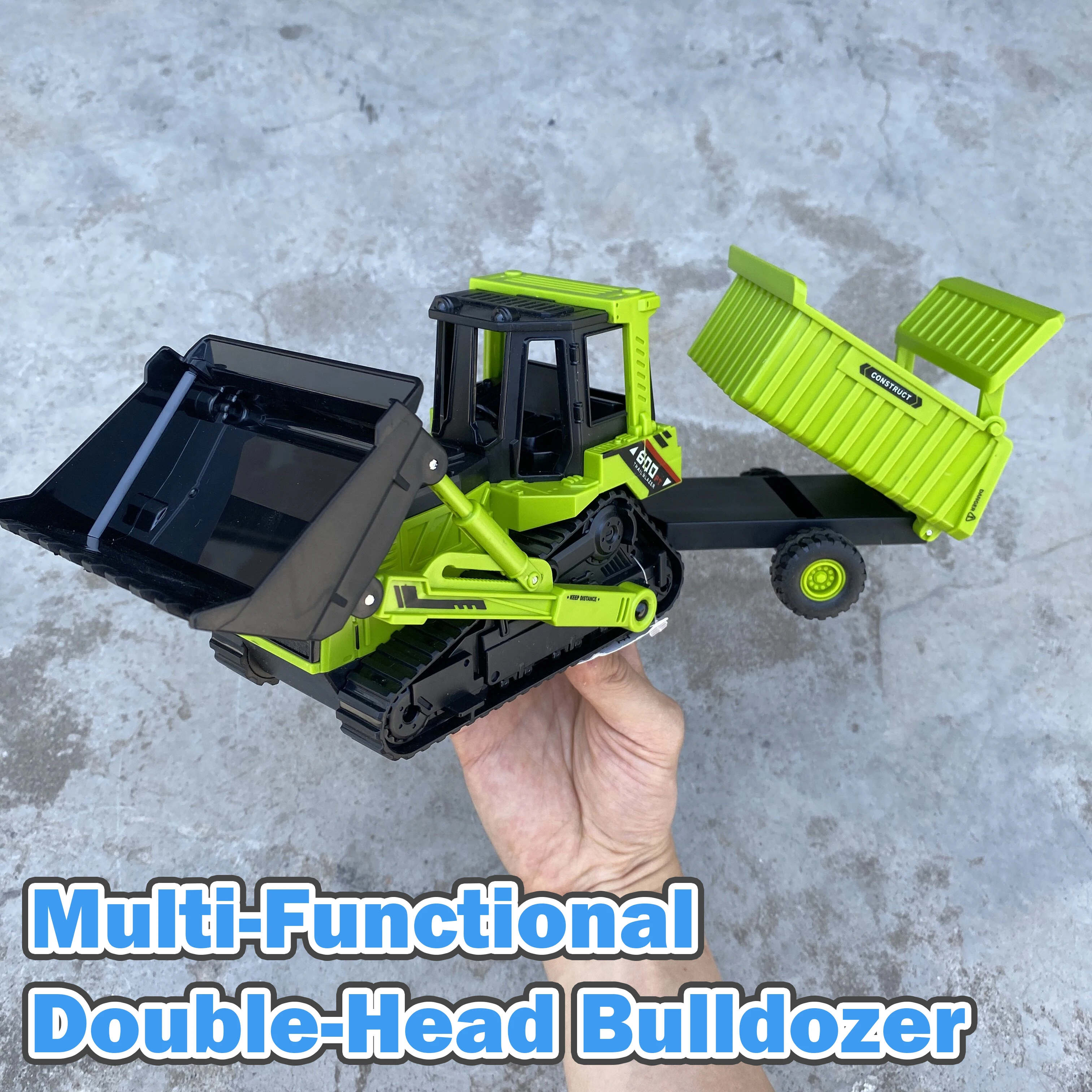 Simulations-Multifunktions-Gabelstapler-Modell-LKW, Doppelkopf-Bulldozer, Trägheits-Transportfahrzeug, Spielzeug für Jungen, Kindergeschenke
