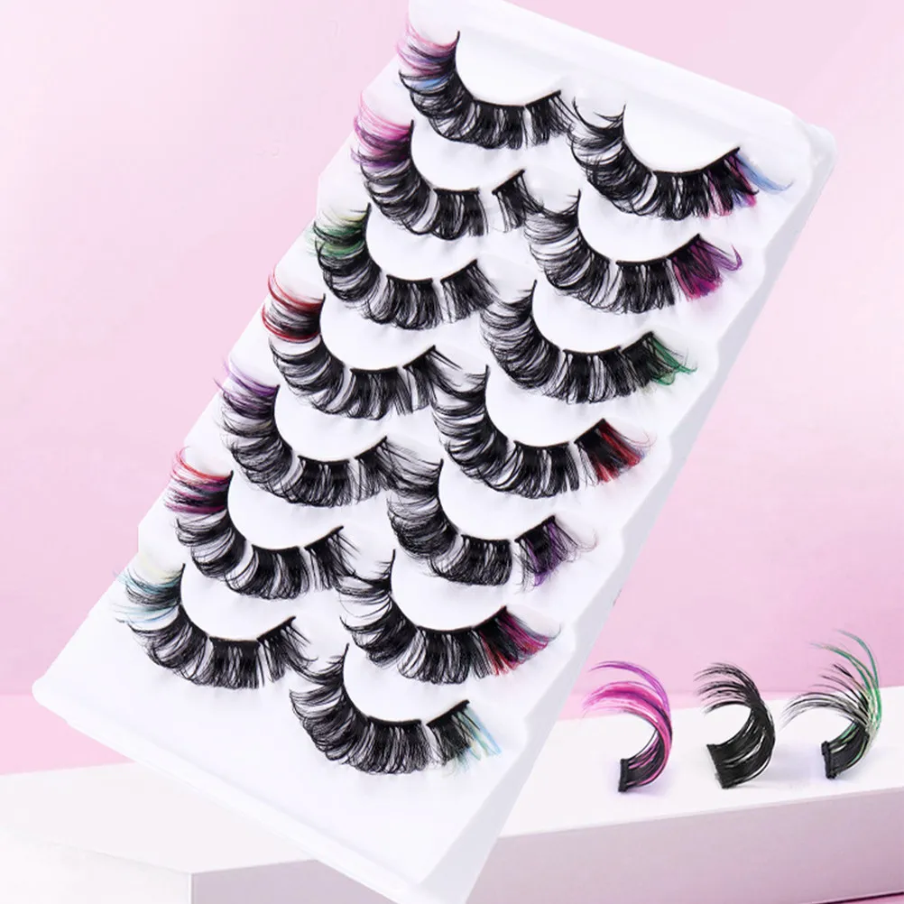 

7 пар цветных накладных ресниц-пучков для вечеринок, цветные ресницы для макияжа, накладные ресницы для косплея