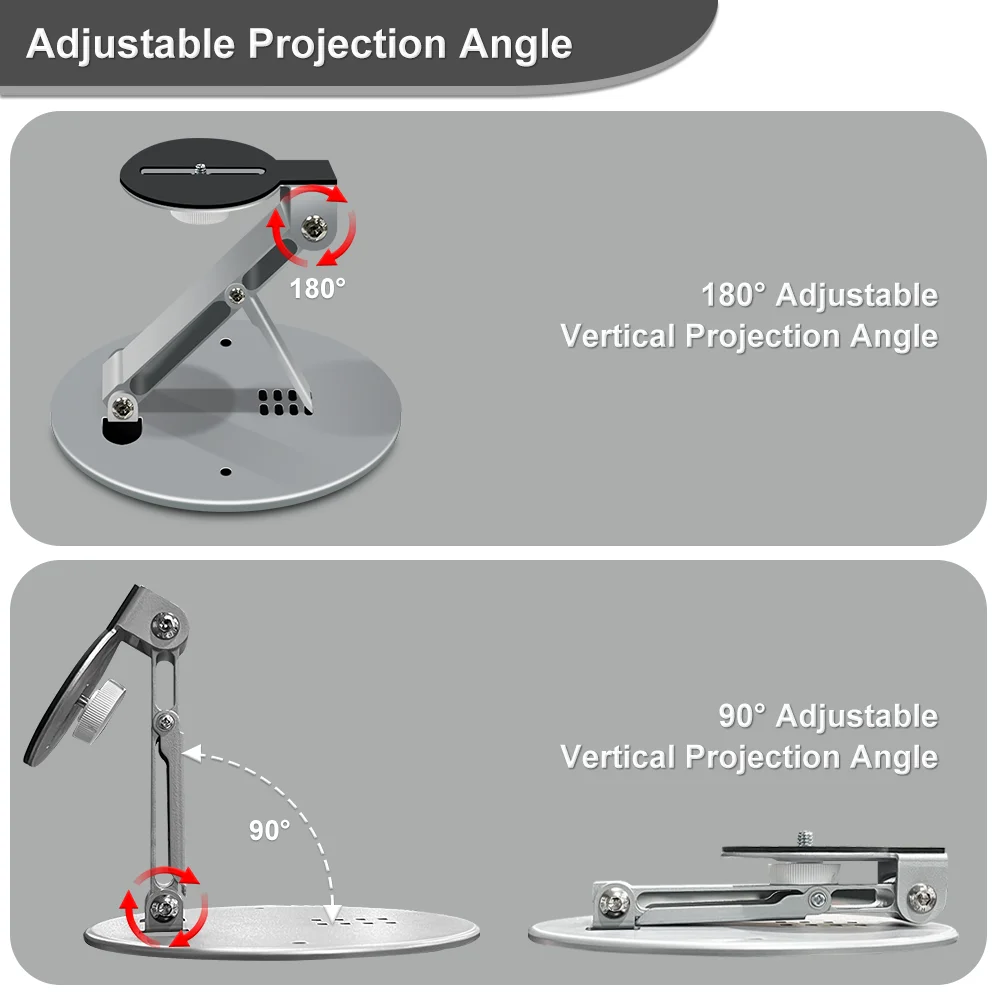 Everycom جهاز عرض صغير حامل سطح المكتب قابل للتعديل المحمولة طوي منضدية Gimbal قوس دعوى لجهاز العرض الصغير E900