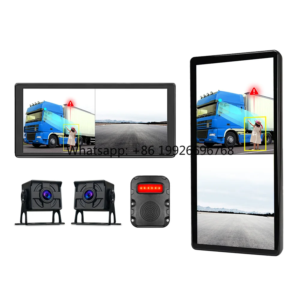 10.36 Inch Touch Screen Dual Channel Truck Dash Cam, BSD Electronic Rearview Mirror Camera, Blind Spot Detection for Bus Truck