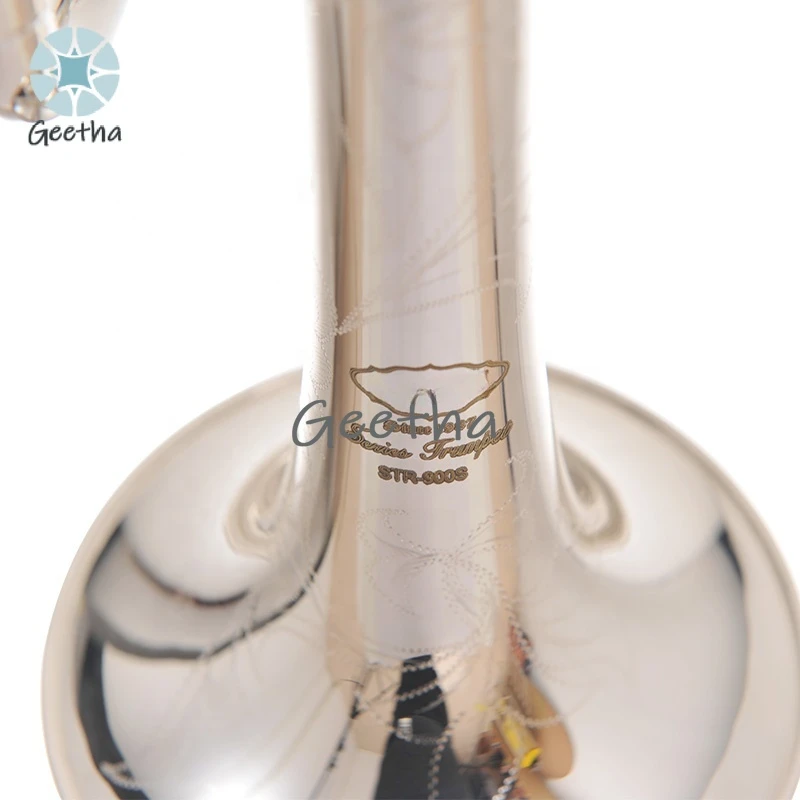 Instrument de trompette professionnel plaqué argent sculpté à la main B-flat Grade de Performance argent