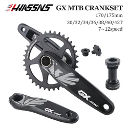 HASSNS  Crankset Mtb Monoplate Cranks Arms For Bicycle Hollowtech Candle Pe 1 Crown Integrated Mountain Bike Connecting Rods