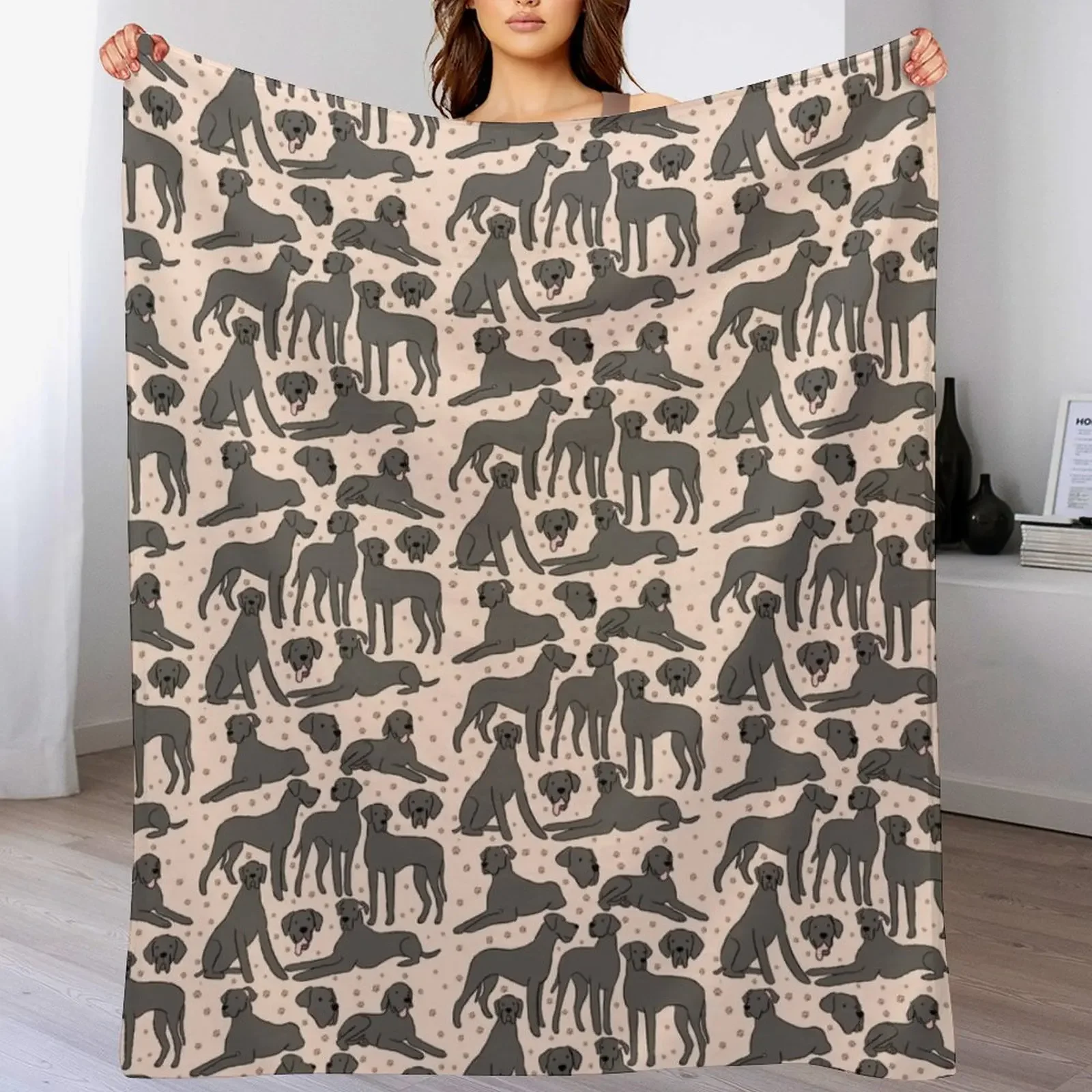 Great Dane pattern Throw Blanket Cozy Sofa Blanket for TV Watching Napping