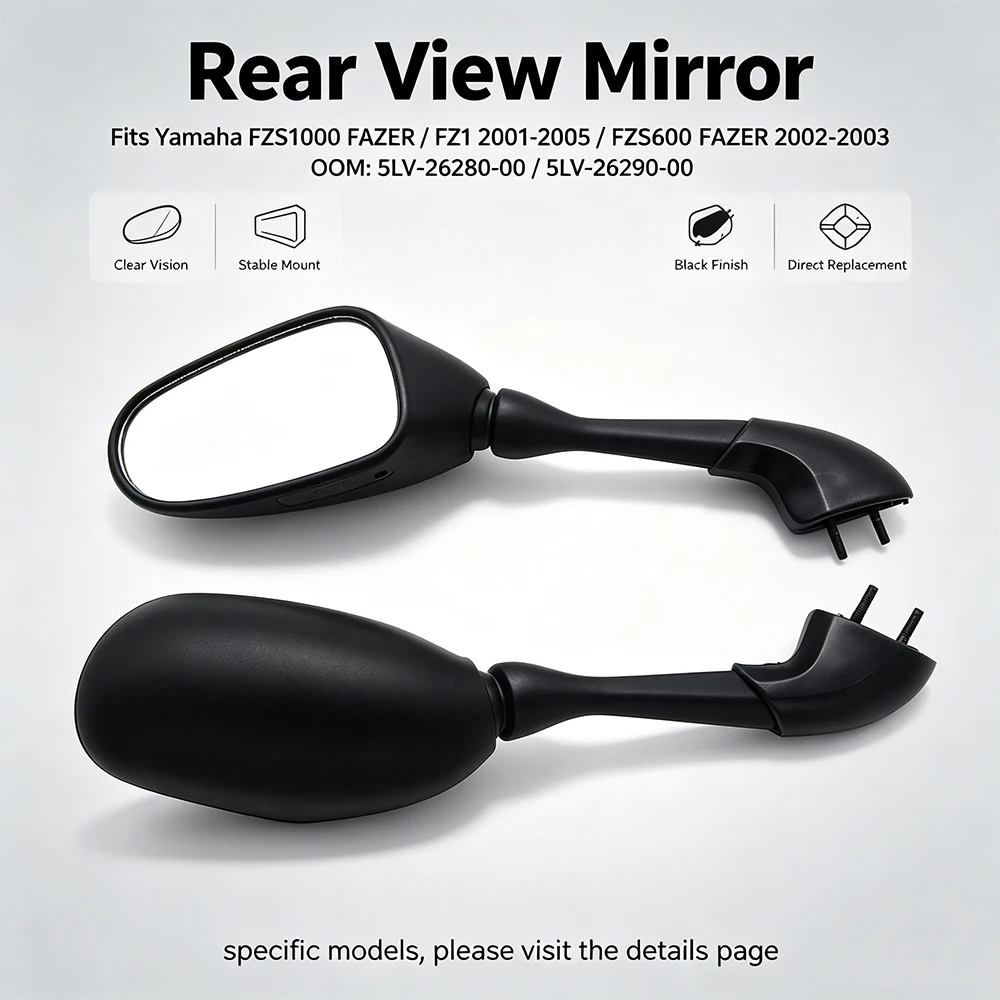 Motorcycle Side Mirror View Mirror For Yamaha FZS1000 FAZER FZS600 FAZER FZ1  5LV-26280-00  5LV-26290-00 Moto Accessories