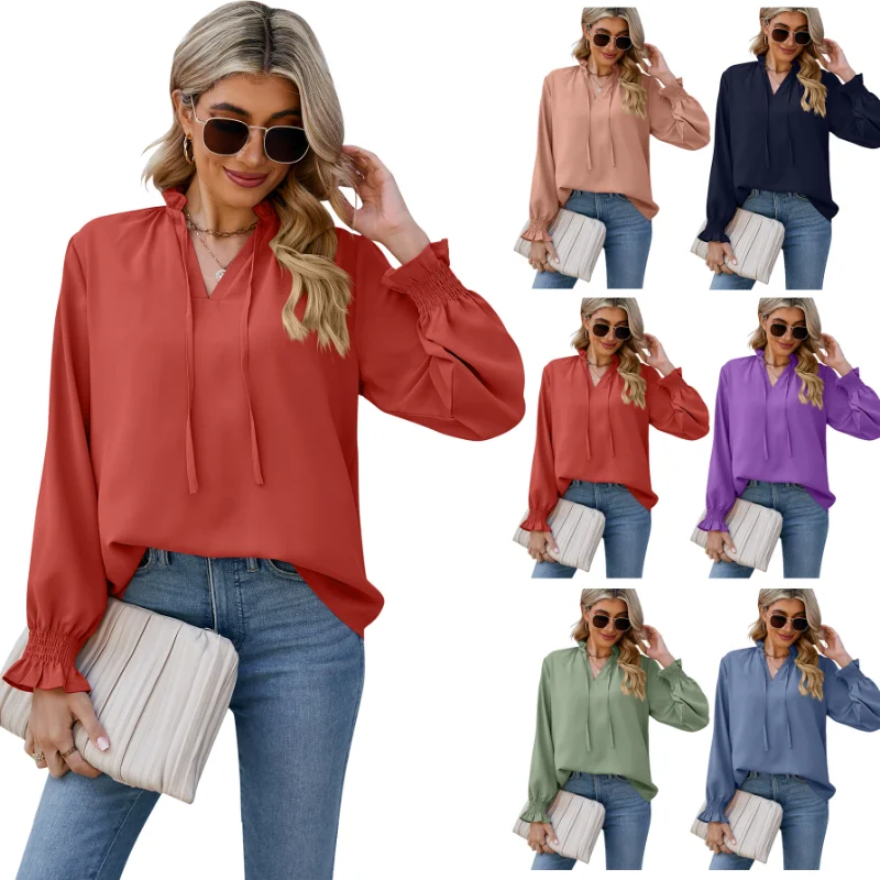 Spring/Summer 2023 New Line with Chiffon Shirts Cross border Loose Soft Shirts from Europe and America fashion shirts for women