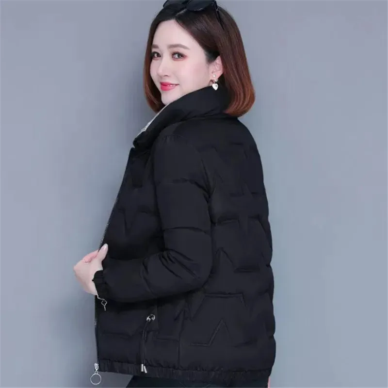 Veste Courte Rembourrée en Coton pour Femme, Manteau à Col Coloré, Poches, Couleur Pure, Nouvelle Collection Automne Hiver 2023