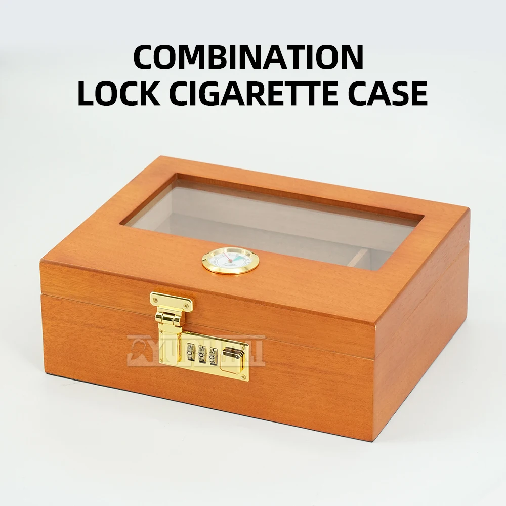 

Portable Cigar Humidor Humidifier Cedar Wood with Combination Lock and Humidor Hygrometer Storage Fit 20 Cigar