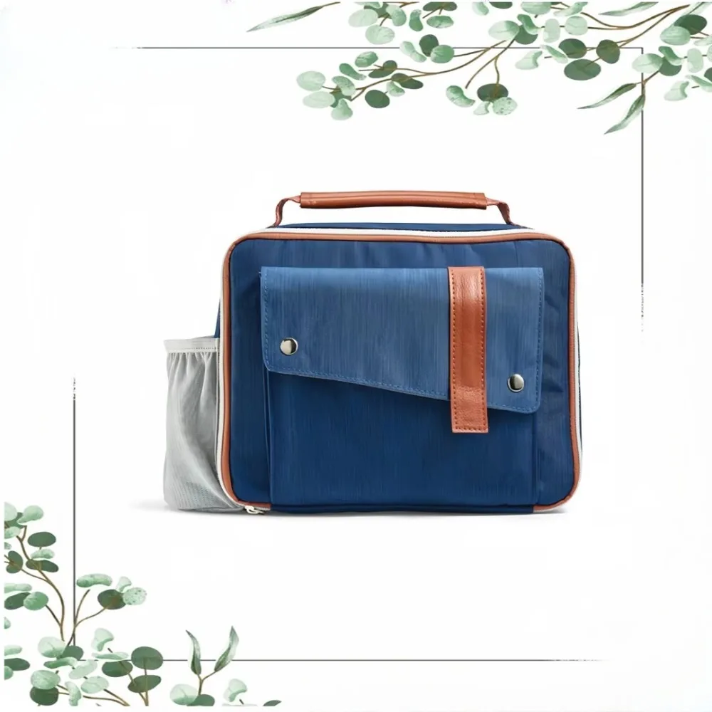 측면 및 전면 포켓이 있는 보온 도시락 가방, 6피스 누수 방지 용기 세트, 사무실 출퇴근 여행 야외용