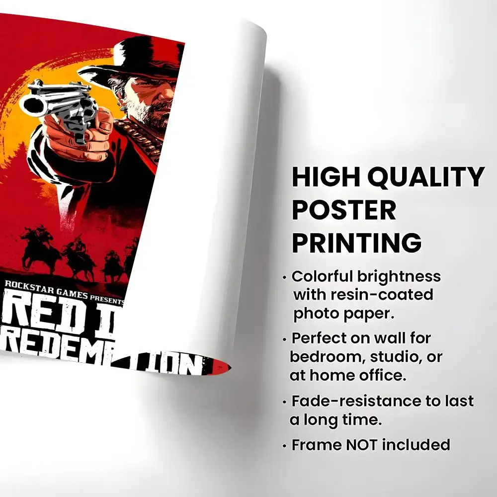 G-Game Red Dead Redemption 2 ملصق عالي الدقة ذاتي اللصق مقاوم للماء مثالي للمنزل والمكتب وغرفة النوم هدية رائعة #4