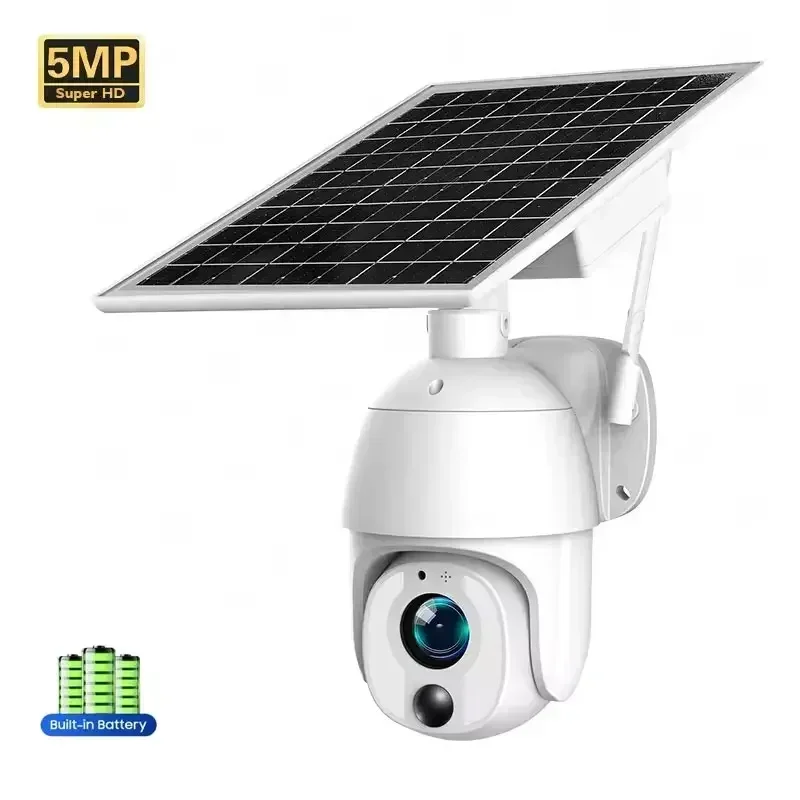 Mobile Control Smart Charge CCTV Camera P2P 5MP HD 5-50mm 10X Optical Zoom Auto Human Tracking Wifi Solar Power IP PTZ Camera