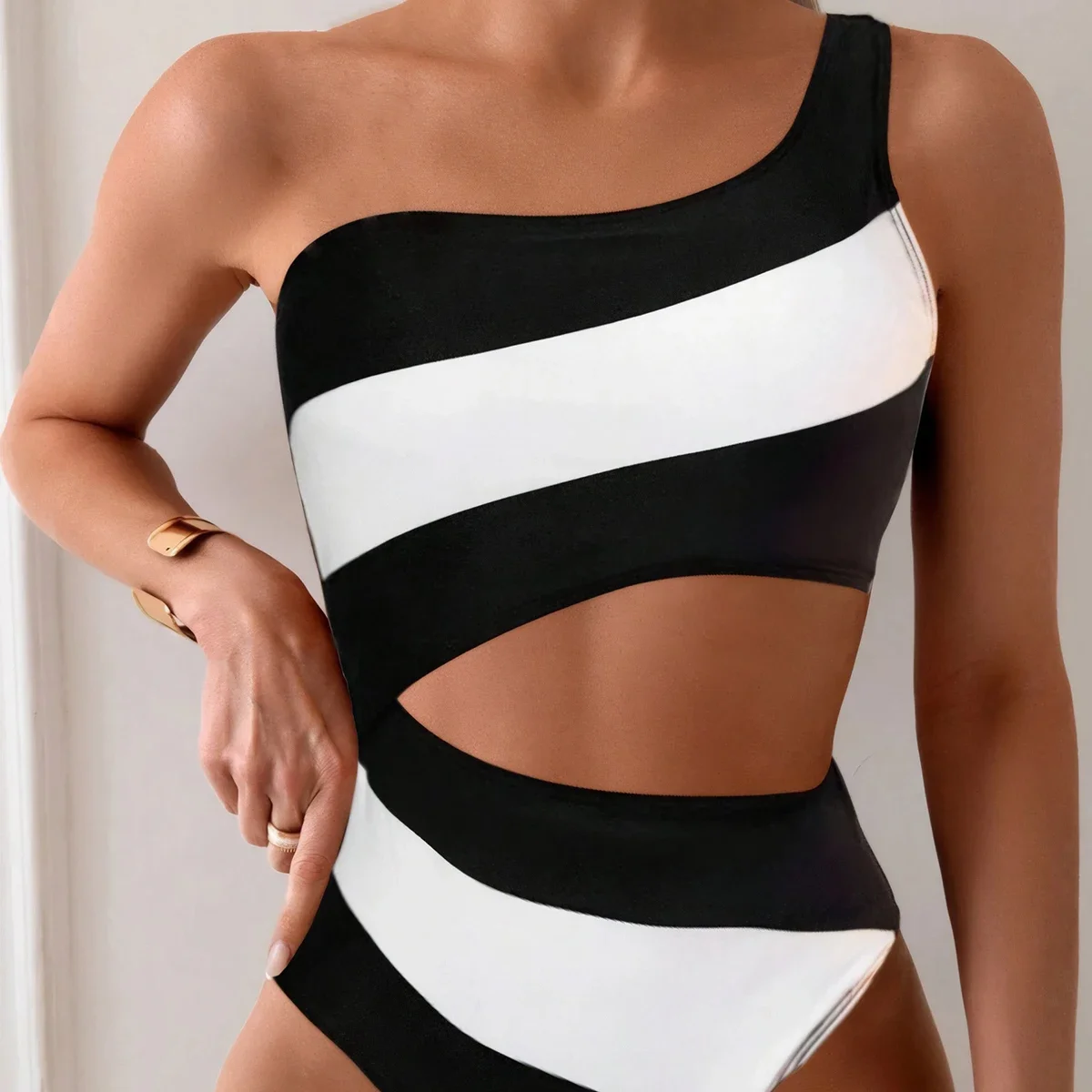 Sexy One Shoulder One Piece Swimsuit Swimwear Women's Bodysuit Female Body Bathing Suit for Pool Beachwear Jumpsuit Outfit