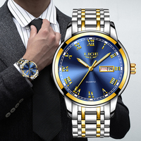 LIGE Brand Watch For Men Luxury Stainless Steel Business Date Clock Waterproof Luminous Date Week Watches Mens Quartz Wristwatch