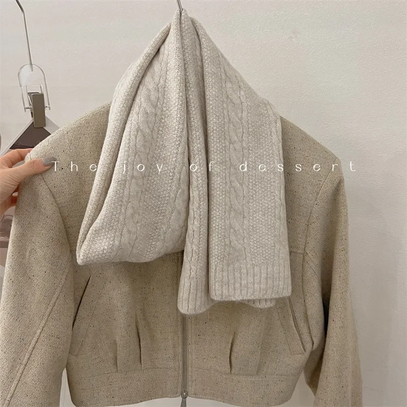 Chic Simple Classic Knitted Wool Scarf Men Korean Style Autumn Winter Soft Wool Blend Muffler Male Thermal Shawl Women