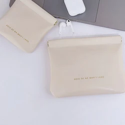 Letters Ins Style Portable PU Leather Mini Cosmetic Bag Small Lipstick Bag Air Cushion Storage Bag Bluetooth Headset Bag