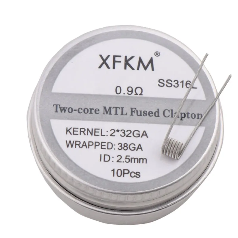 XFKM 10PCS/box NI80/A1/SS316L MTL Fused Clapton Prebuilt Coils Premade Coil for MTL RDA RTA  Mod Heating Wire
