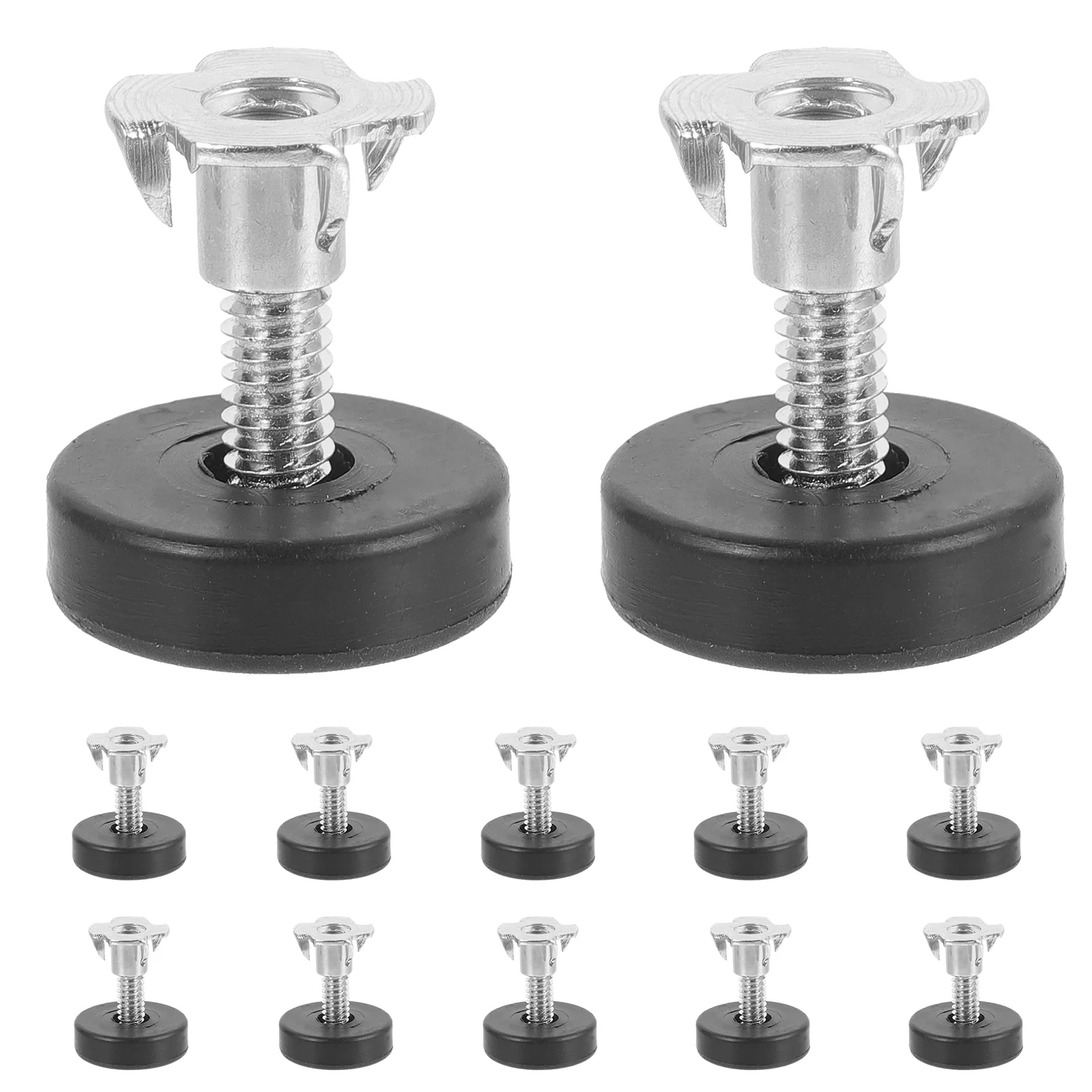 Pies de equilibrio ajustables para muebles de sofá, patas de cuña roscadas con tuerca cuadrada, almohadillas niveladoras, tornillos Pp, 12 piezas