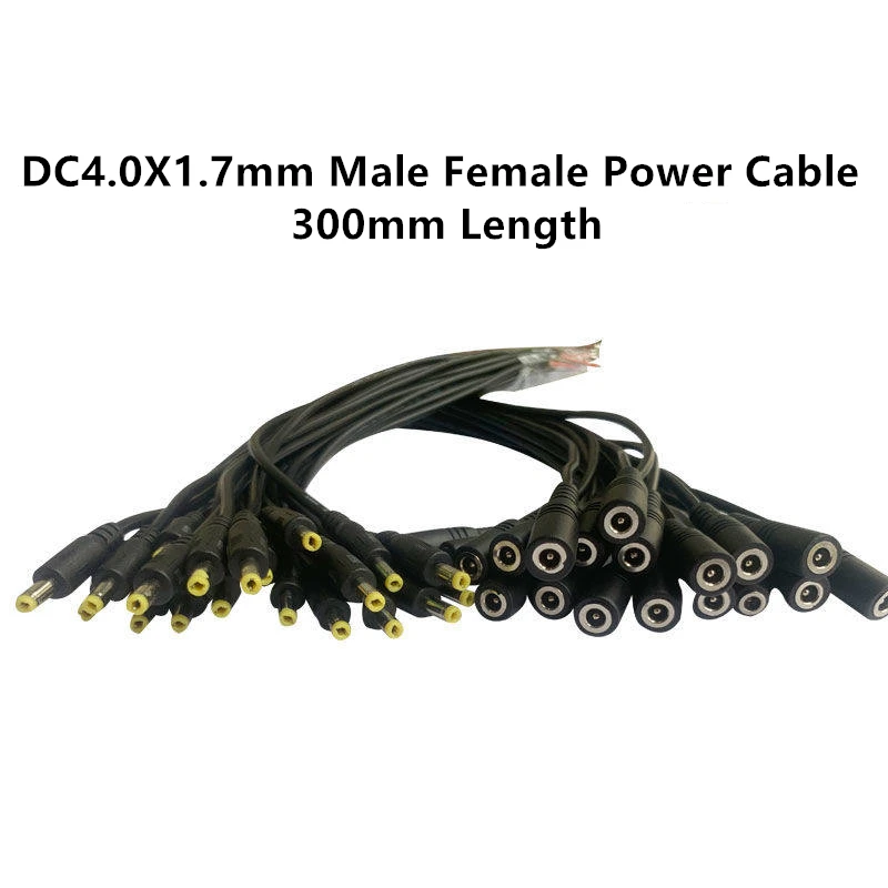 

1Pcs 300mm Length DC4.0X1.7 Power Plug Soldering 4.0X1.7mm Male/Female Connector Cable 5V9V12V DC4017