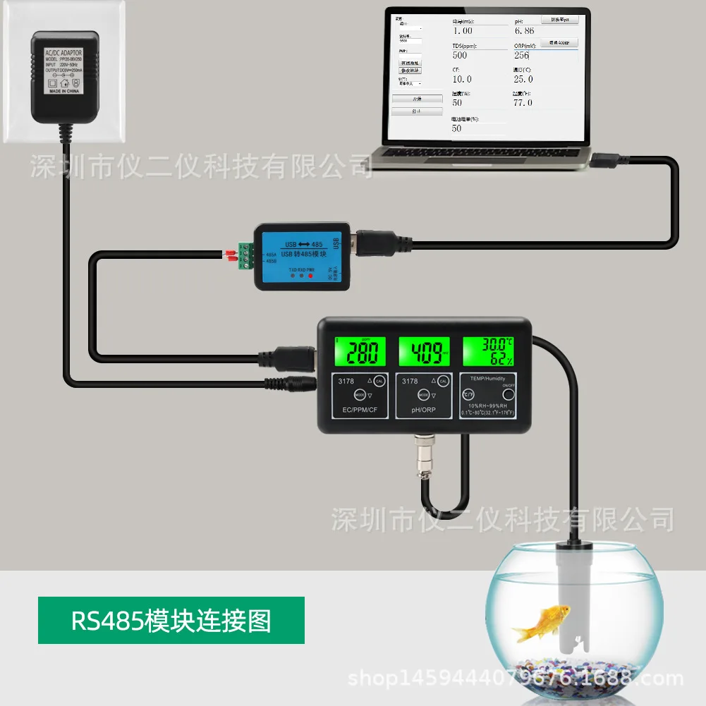 For RS485 Module 7-in-1 Water Quality Tester PH PH/TDS/EC Conductivity/ORP Online Monitoring