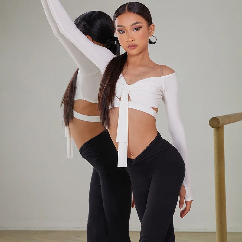 فستان رقص لاتيني مخصص للأطفال البنات برقبة واحدة ملابس رقص لاتينية راقية مثيرة بدون حمالات زي أداء faldas #2