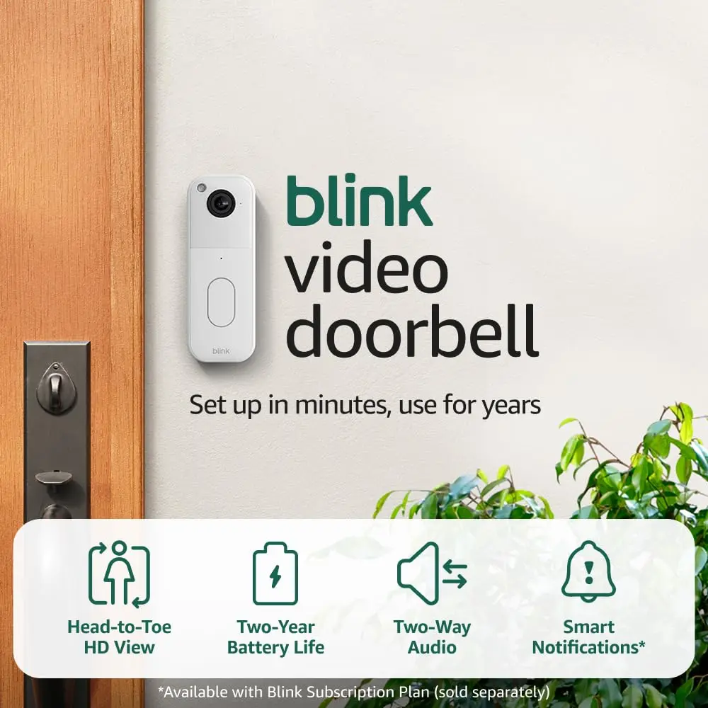 

Smart Video Doorbell with HD View, 2-Year Battery Life, Easy Setup - Sync Module Sold Separately (White)