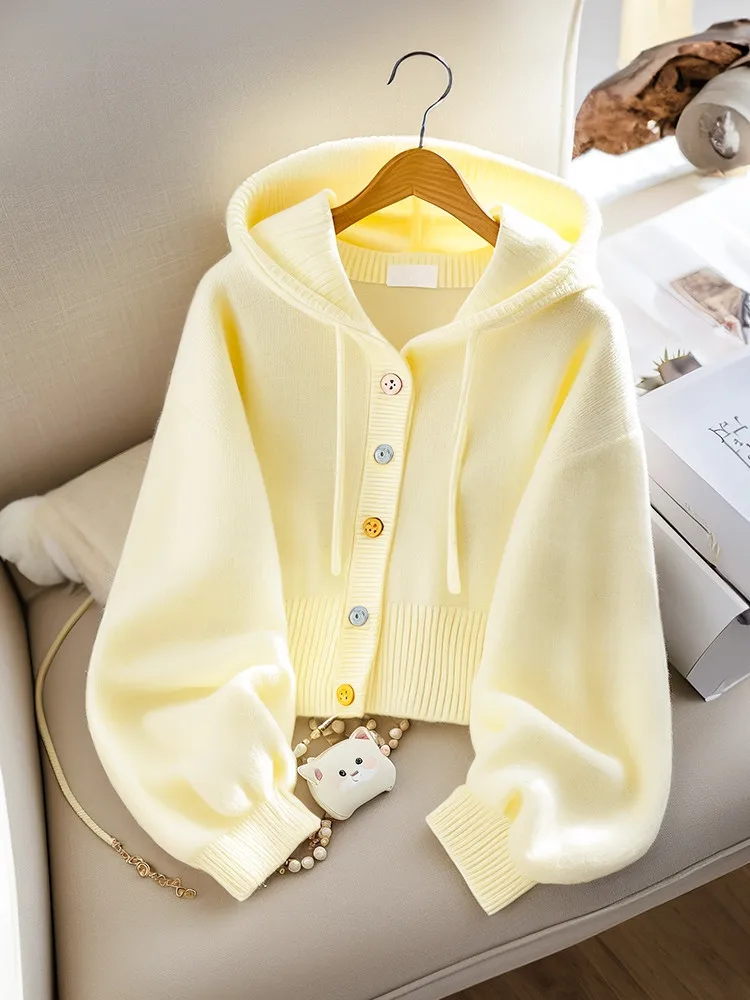 

Pure Color ort Knitted Cardigan Women's Sle Versatile Spring Autumn New High-End Unique Super Beautiful Jaet Trendy