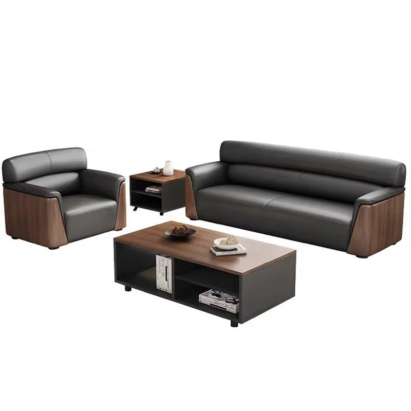 

Modern Three Seat Leather Office Sofa Set for Home Office Living Room & Apartment Use with High-Density Sponge