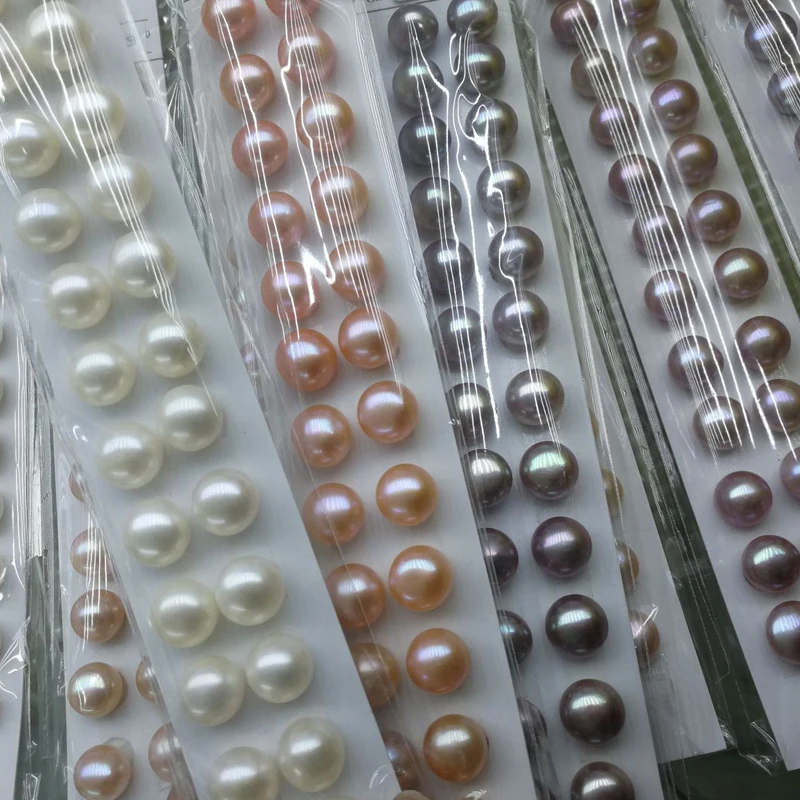 2-14mm Natural Freshwater Button Loose Pearls 3A Quality Color White Pink Purple for Jewelry Making Flat Back Pearl Wholesale