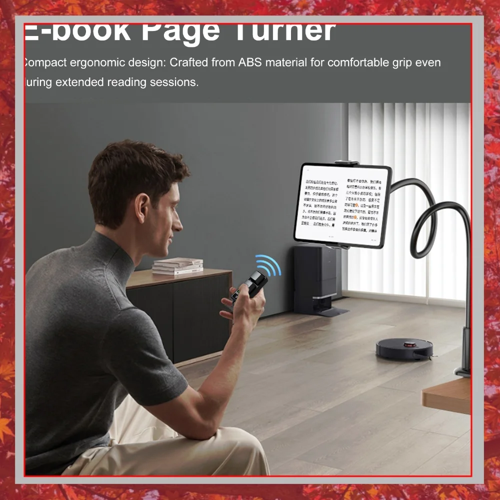 Bluetooth Page Turner Remote for EBook Reading Auto Liker for TikTok Shorts Remote Control for for Android Devices