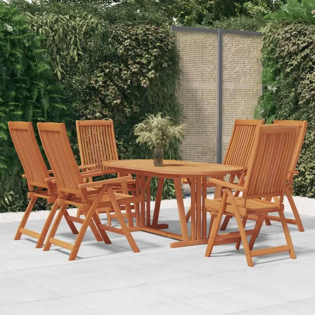 7-Piece Eucalyptus Patio Dining Set - Durable Solid Wood Furniture for Outdoor Dining