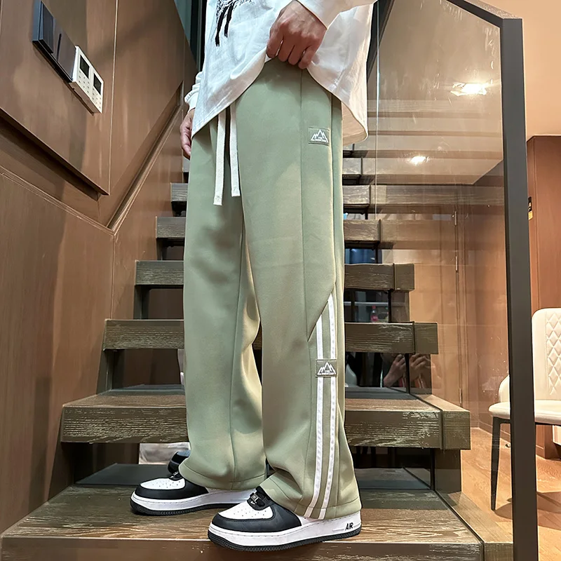 Elegant Fashion Harajuku Slim Fit Ropa Hombre Loose Casual Sport All Match Trousers Trend Pockets Straight Leg Wide Leg Pants