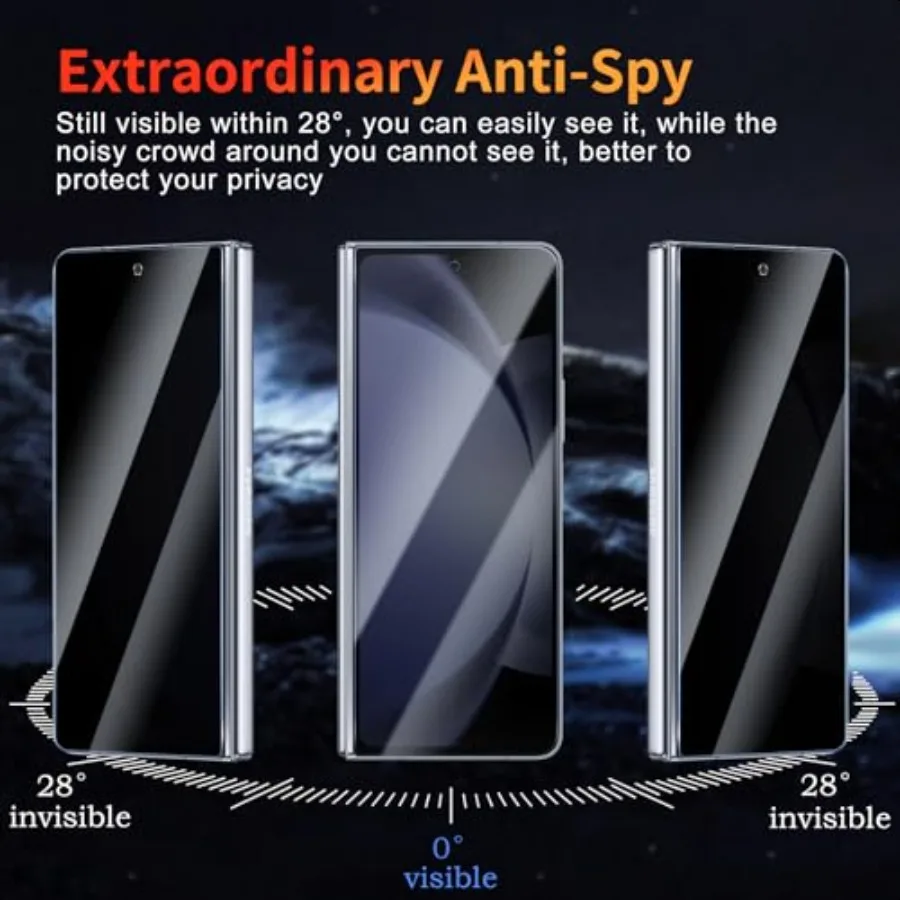 Pellicola salvaschermo privacy per Samsung Galaxy Z Fold 4 5 7,6 pollici Confezione da 3 pellicole in vetro temperato antispia resistente ai graffi 9H Hardn C