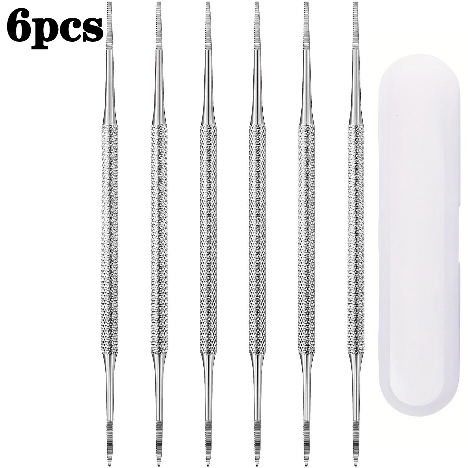 6pcs Ingrown Toenail Files with Box, Featuring Both Flat And Curved Edges for Pedicure – Tool for Cleaning Feet And Fingernails