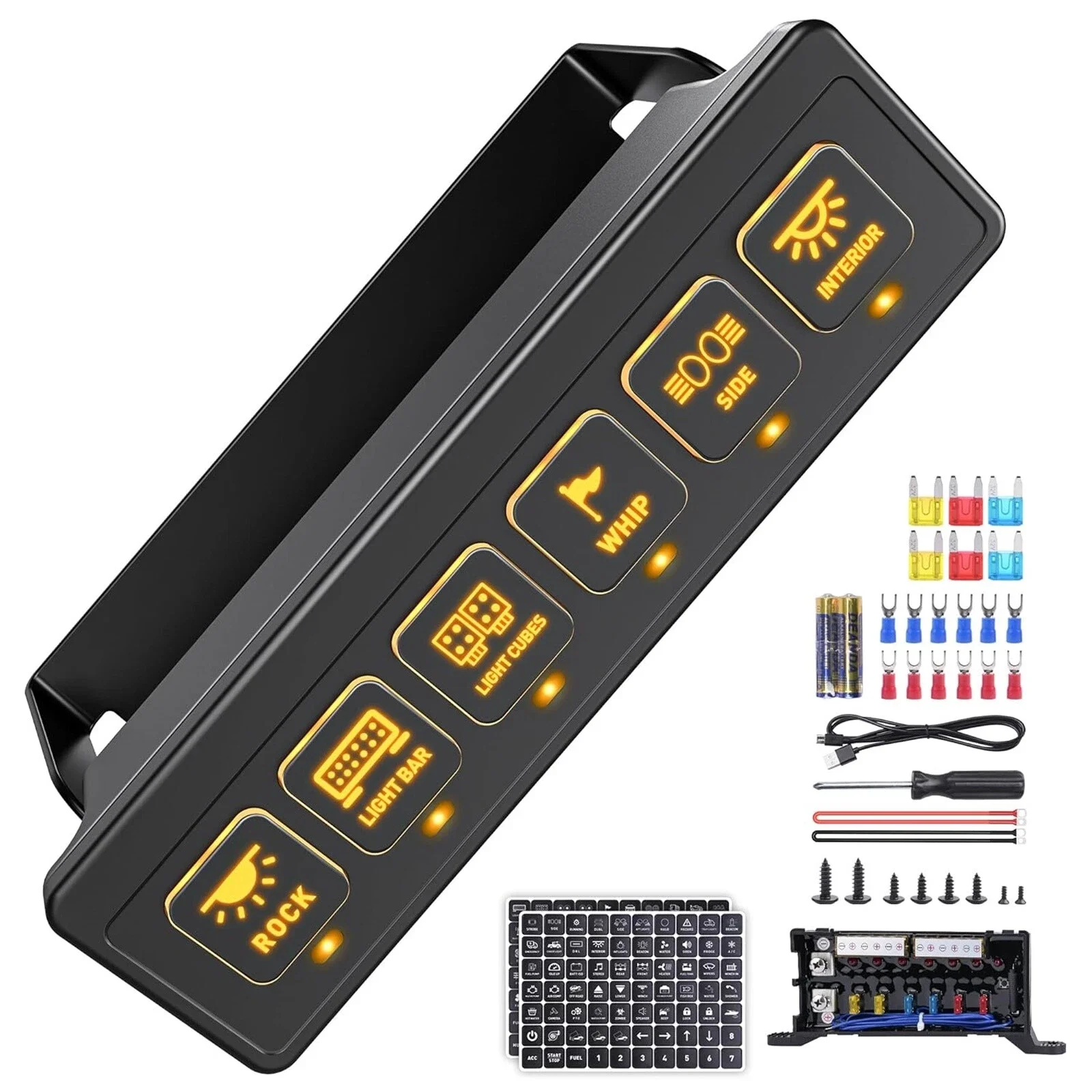 MICTUNING 4/6 Gang Wireless Switch Panel,12V 60A Universal ON-OFF Relay Switch Box,4 Control Modes For Truck Offroad SUV UTV ATV