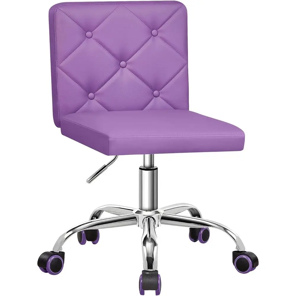 PU Leather -Back ArmlVanity Chair Adjustable Height 360° Rolling Swivel or Home Oice Work
