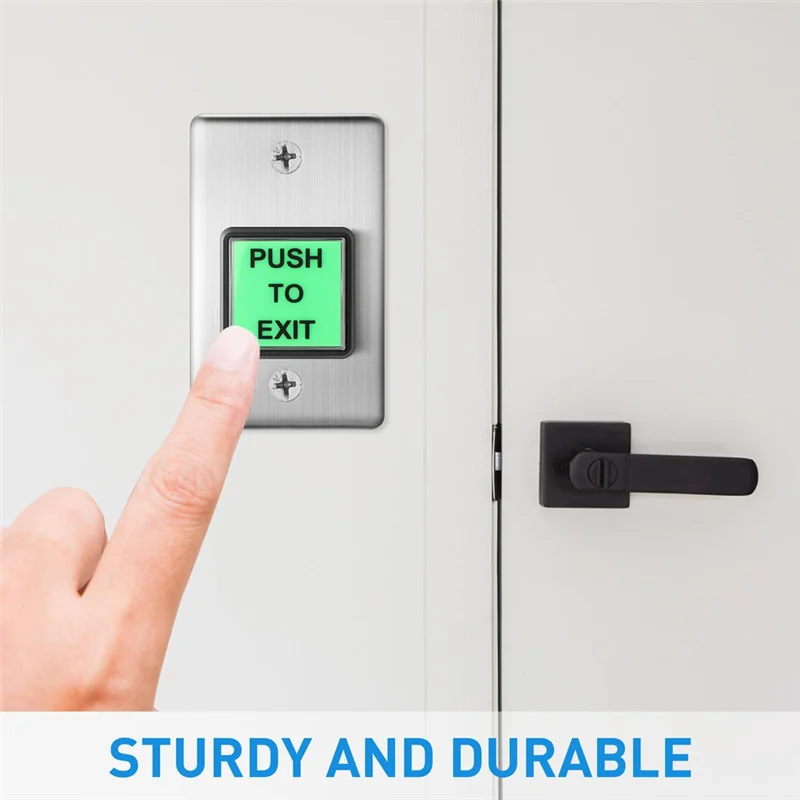 

A19F-2 шт. Кнопка выхода с зеленым светодиодом Кнопочный переключатель для выхода Настенная пластина из нержавеющей стали для внутреннего использования