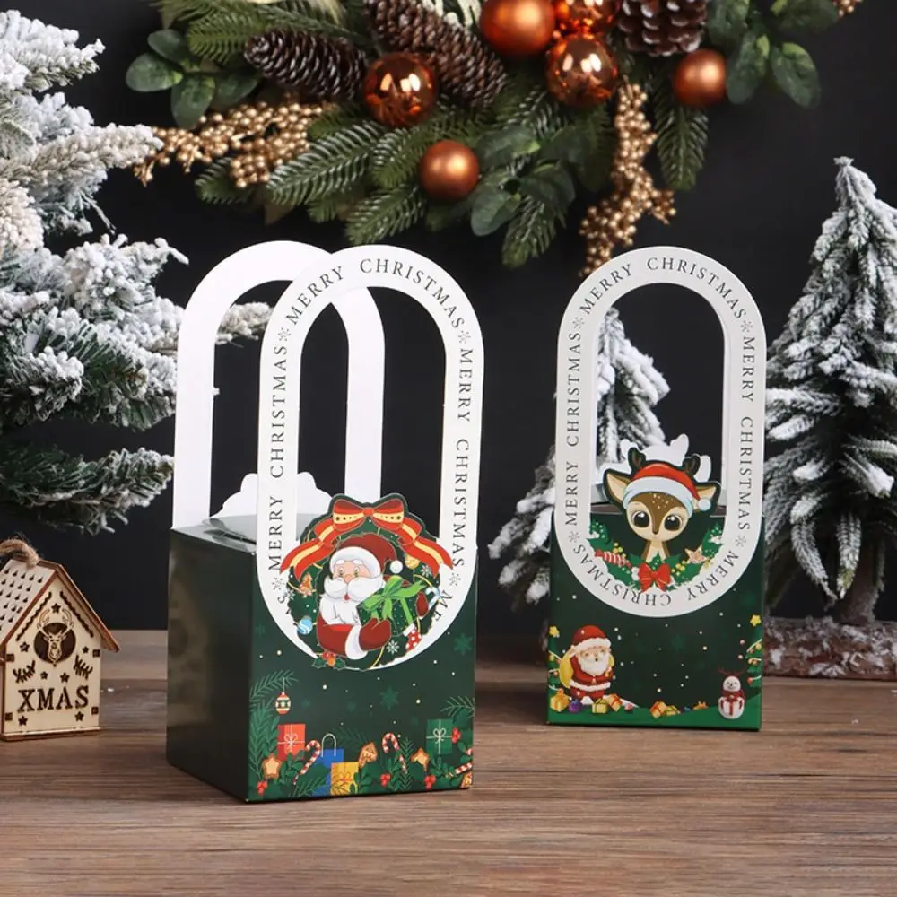 

10pcs Party Supplies Paper Christmas Gift Box Cute Handheld Candy Box Creative Exquisite Xmas Eve Packaging Bag Kid