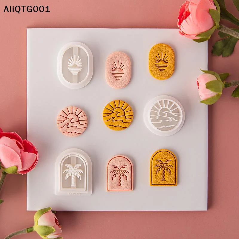Sunset by the Sea DIY Polymer Clay Cutters Embossed Jewelry Making Tools for Earrings And Pendant Pottery